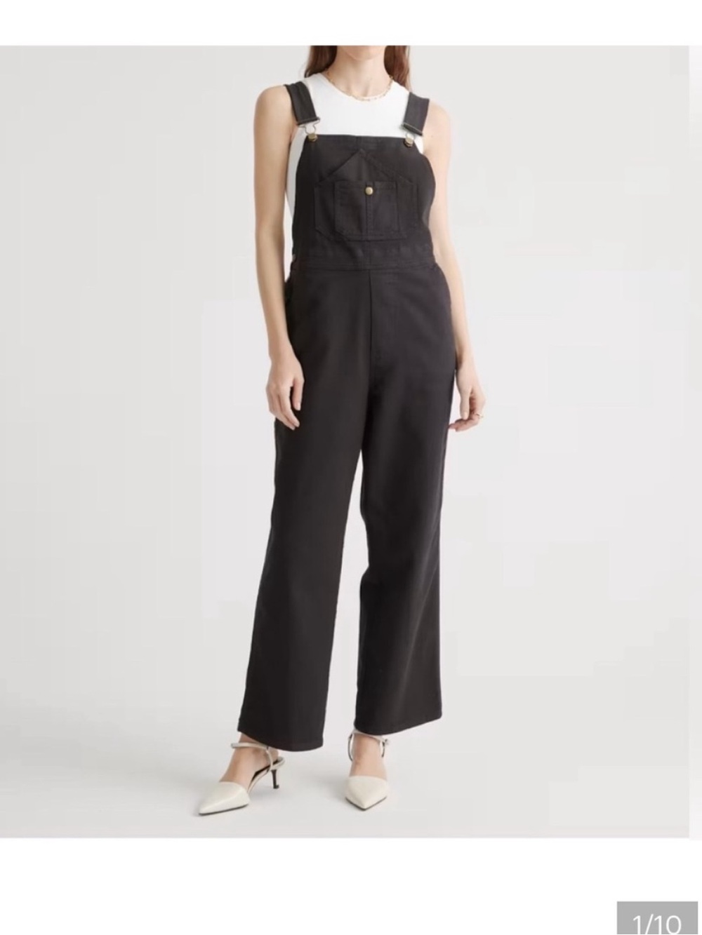 Quince Organic Stretch Cotton Twill Relaxed Overalls in Black Sz XS